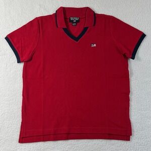 Polo Jeans Co. Polo Shirt Collard V-neck Made in USA Red Men's Size S‎ VTG NWT